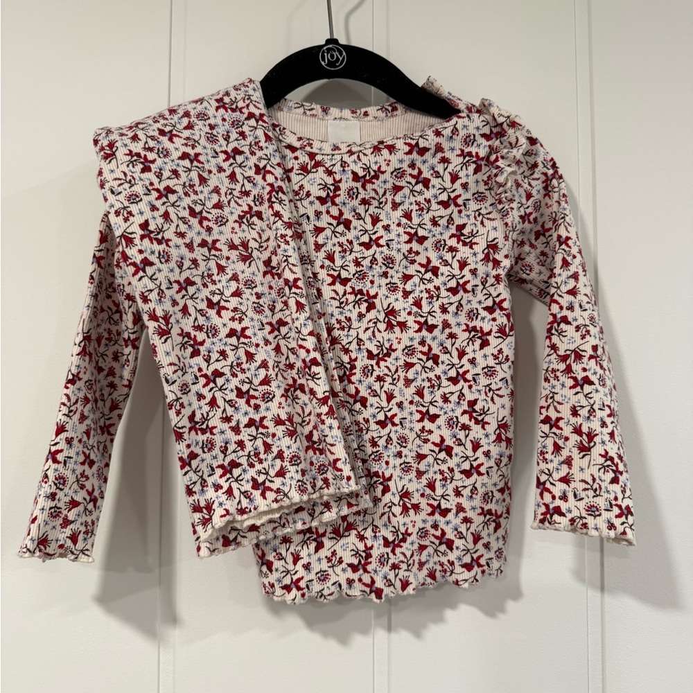 H&M Red and White Floral Kids Long Sleeve Set